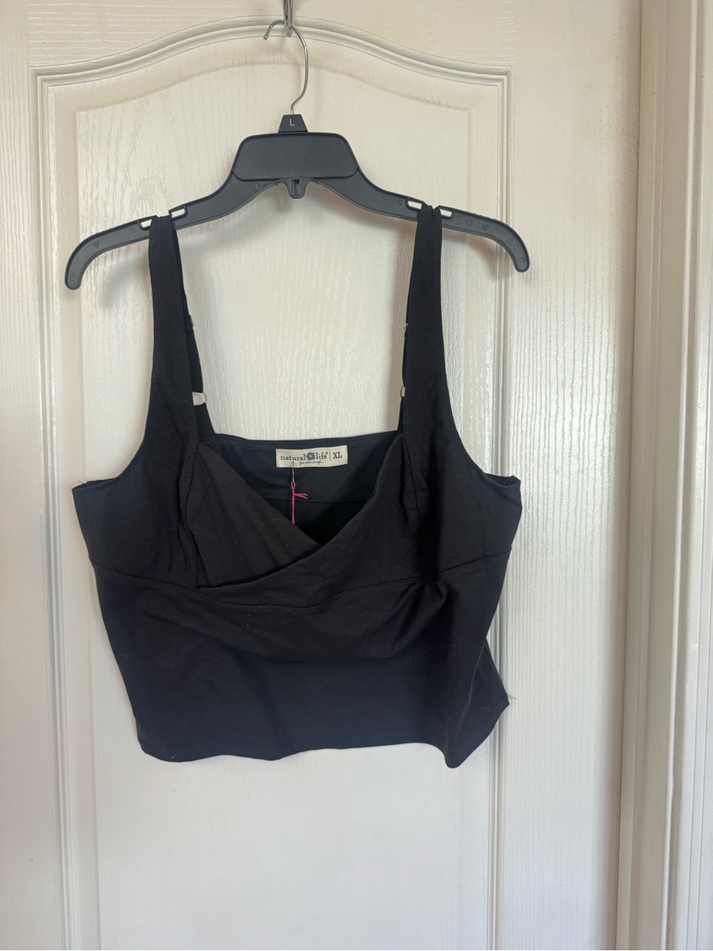 NATURAL LIFE Black Cropped Tank with Square Neckline
